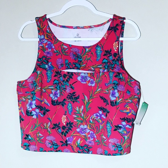 Decree ☀️ crop top tropical pink floral and birds - Picture 2 of 8